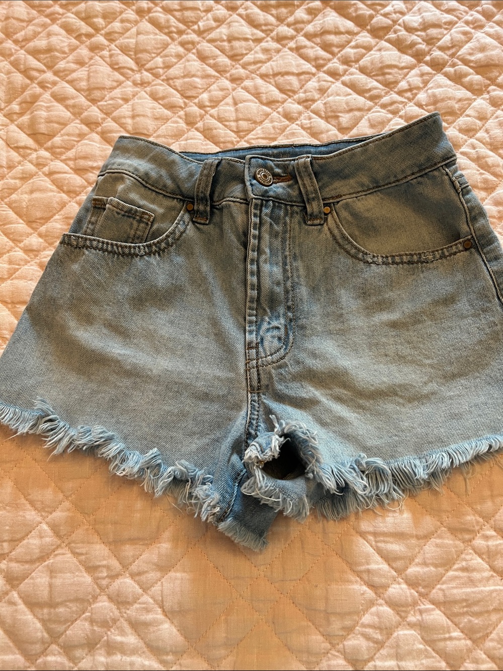Rewash Light Blue Frayed Hem Denim Shorts